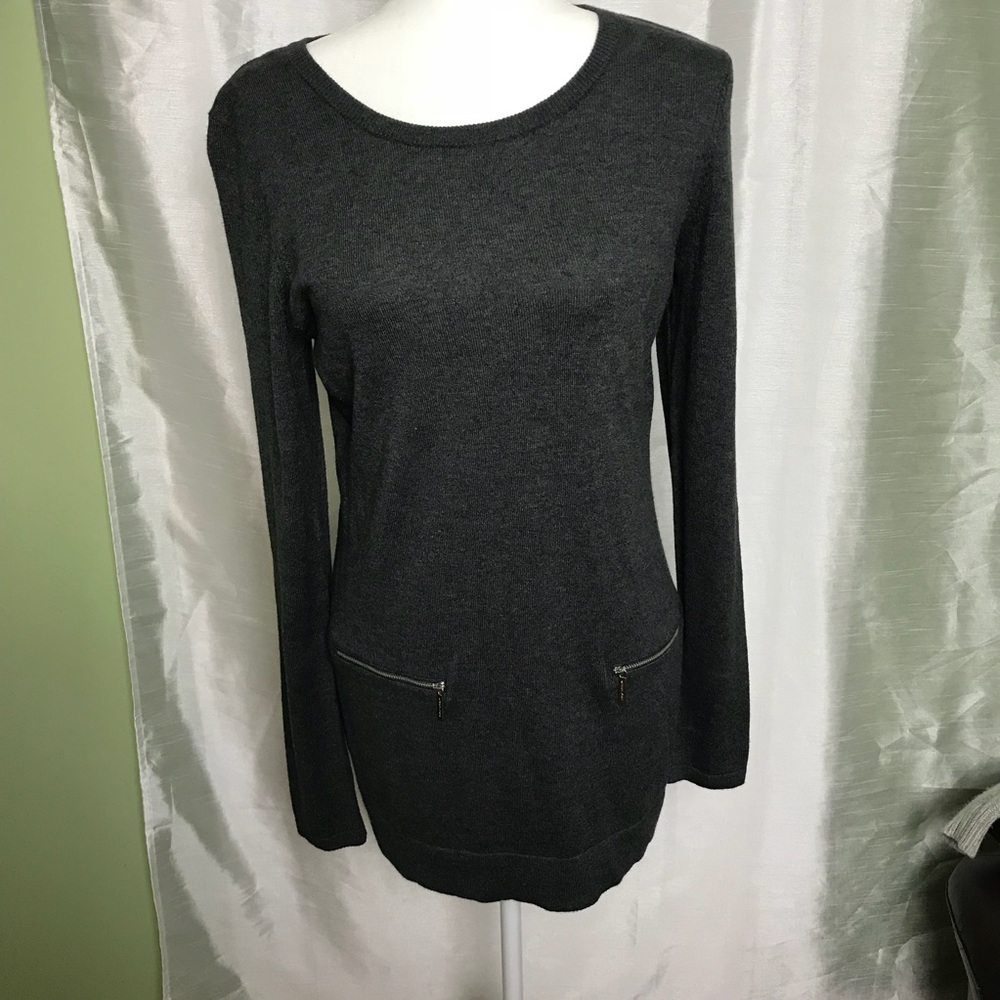 Zip-Pocket Long-Sleeve Sweater Dress